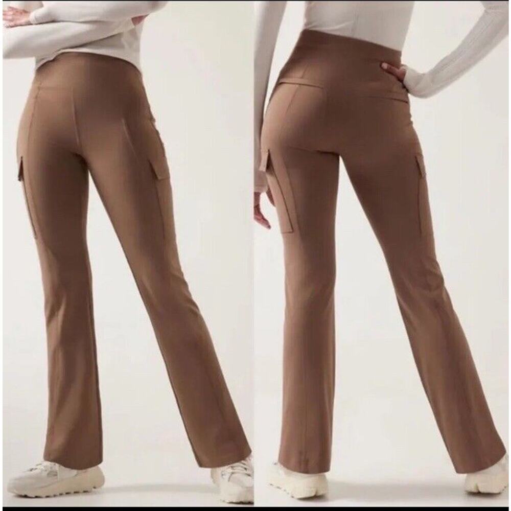 Athleta Delancey Pants Straight Cargo Womens Size Small Rustic Beige Brown S